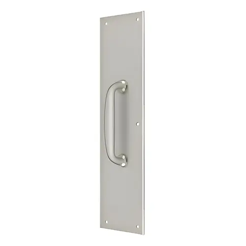 Push Plate w/ Handle 3-1/2" x 15 " - Handle 5-1/4" in Brushed Nickel Push Plate w/ Handle 3-1/2" x 15 " - Handle 5-1/4" in Brushed Nickel