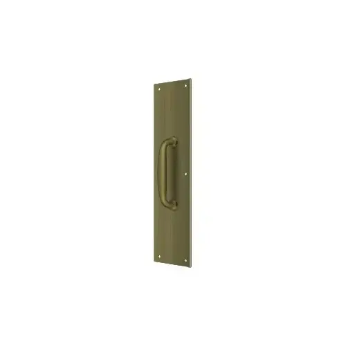 Push Plate w/ Handle 3-1/2" x 15 " - Handle 5-1/4" in Antique Brass Push Plate w/ Handle 3-1/2" x 15 " - Handle 5-1/4" in Antique Brass