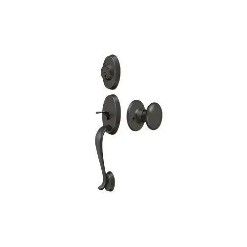 Riversdale Handleset with Flat Round Knob Entry in Oil-rubbed Bronze