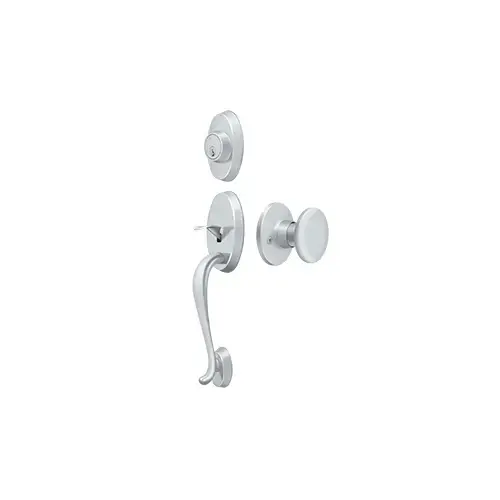 Riversdale Handleset with Flat Round Knob Entry in Polished Chrome Riversdale Handleset with Flat Round Knob Entry in Polished Chrome