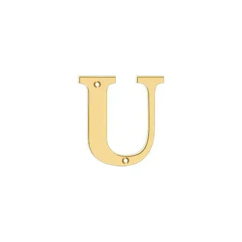 4" Residential Letter U in PVD Polished Brass 4" Residential Letter U in PVD Polished Brass