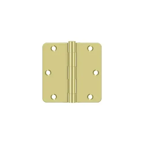 3-1/2" x 3-1/2" x 1/4" Radius Hinge, Residential Thickness in Polished Brass Pair 3-1/2" x 3-1/2" x 1/4" Radius Hinge, Residential Thickness in Polished Brass Pair