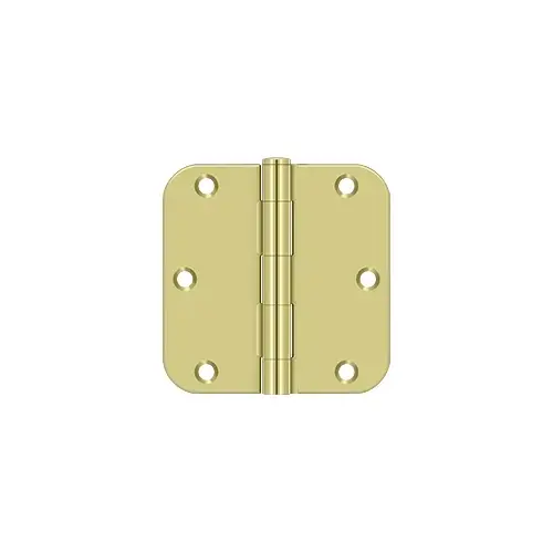 3-1/2" x 3-1/2" x 5/8" Radius Hinge, Residential Thickness in Polished Brass Pair 3-1/2" x 3-1/2" x 5/8" Radius Hinge, Residential Thickness in Polished Brass Pair