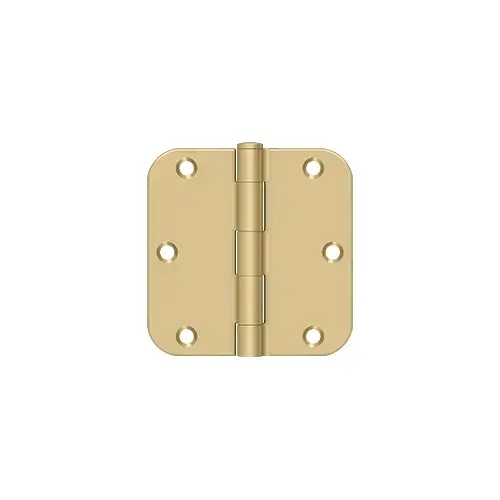 3-1/2" x 3-1/2" x 5/8" Radius Hinge, Residential Thickness in Brushed Brass Pair