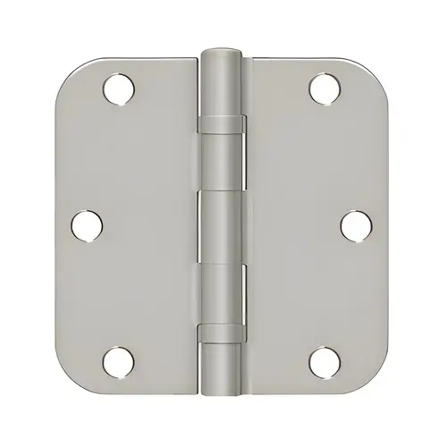 3-1/2" X 3-1/2" X 5/8" Radius Hinge, Steel Material, Ball Bearing Mechanism, 5/8" Radius Corner, Brushed Nickel Finish 3-1/2" X 3-1/2" X 5/8" Radius Hinge, Steel Material, Ball Bearing Mechanism, 5/8" Radius Corner, Brushed Nickel Finish