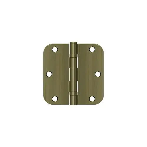3-1/2" x 3-1/2" x 5/8" Radius Hinge, Ball Bearing in Antique Brass Pair