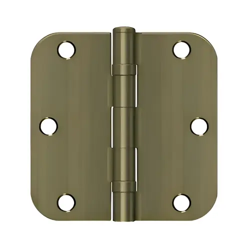 3-1/2" X 3-1/2" X 5/8" Radius Hinge, Ball Bearing, Steel Material, 5/8" Radius Corner, Antique Brass Finish, Pair 3-1/2" X 3-1/2" X 5/8" Radius Hinge, Ball Bearing, Steel Material, 5/8" Radius Corner, Antique Brass Finish, Pair