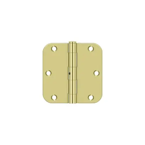 3-1/2" x 3-1/2" x 5/8" Radius Hinge, Residential Thickness in Polished Brass Pair 3-1/2" x 3-1/2" x 5/8" Radius Hinge, Residential Thickness in Polished Brass Pair