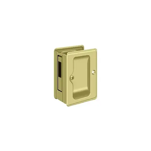 HD Pocket Lock, Adjustable, 3-1/4" x 2-1/4" Sliding Door Receiver in Polished Brass HD Pocket Lock, Adjustable, 3-1/4" x 2-1/4" Sliding Door Receiver in Polished Brass