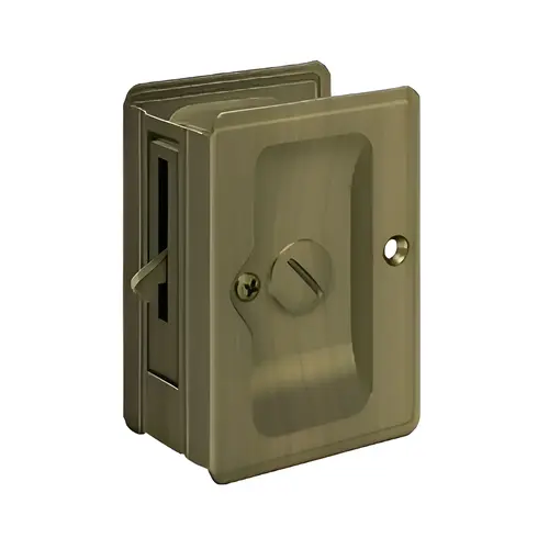 HD Pocket Lock, Adjustable, 3-1/4" x 2-1/4" Privacy in Antique Brass HD Pocket Lock, Adjustable, 3-1/4" x 2-1/4" Privacy in Antique Brass