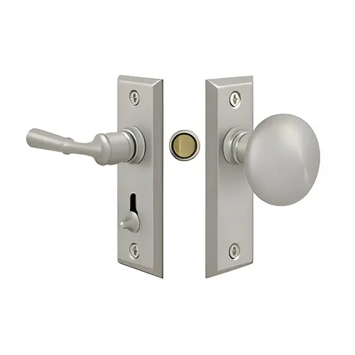 Storm Door Latch, Rectangular, Tubular Lock in Brushed Nickel Storm Door Latch, Rectangular, Tubular Lock in Brushed Nickel