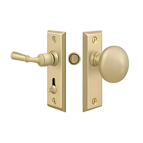 Storm Door Latch, Rectangular, Tubular Lock in Unlacquered Brass Storm Door Latch, Rectangular, Tubular Lock in Unlacquered Brass
