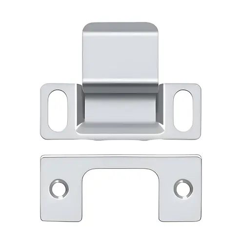 Strike Plate, Dust Cup, Adjustable, 2-3/4" X 1-1/4", Solid Brass Material, Round Corner, US26 Finish Polished Chrome Strike Plate, Dust Cup, Adjustable, 2-3/4" X 1-1/4", Solid Brass Material, Round Corner, US26 Finish Polished Chrome