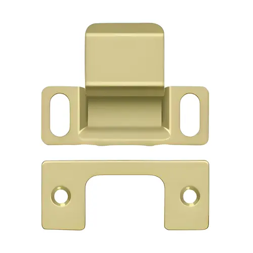 Strike Plate, Dust Cup, Adjustable, Solid Brass Material, 2-3/4" X 1-1/4" Size, Round Corner, Polished Brass Finish Strike Plate, Dust Cup, Adjustable, Solid Brass Material, 2-3/4" X 1-1/4" Size, Round Corner, Polished Brass Finish