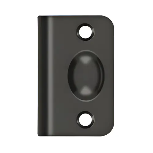 Strike Plate For Ball Catch And Roller Catch, Solid Brass Material, 2-1/8" X 1-3/8" Size, Round Corner, Oil Rubbed Bronze Finish Strike Plate For Ball Catch And Roller Catch, Solid Brass Material, 2-1/8" X 1-3/8" Size, Round Corner, Oil Rubbed Bronze Finish