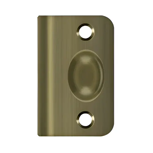 Strike Plate For Ball Catch And Roller Catch, Solid Brass Material, 2-1/8" X 1-3/8" Size, Antique Brass Finish Strike Plate For Ball Catch And Roller Catch, Solid Brass Material, 2-1/8" X 1-3/8" Size, Antique Brass Finish