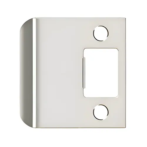 Extended Lip Strike Plate, Solid Brass Material, 2-1/4" X 2-1/4" Size, 1-3/4" Lip Extension, Polished Nickel Finish Extended Lip Strike Plate, Solid Brass Material, 2-1/4" X 2-1/4" Size, 1-3/4" Lip Extension, Polished Nickel Finish