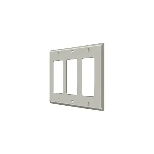 Switch Plate; Triple Rocker; Satin Nickel Finish Switch Plate; Triple Rocker; Satin Nickel Finish