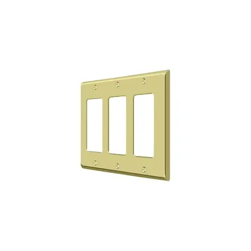 Switch Plate; Triple Rocker; Bright Brass Finish Switch Plate; Triple Rocker; Bright Brass Finish