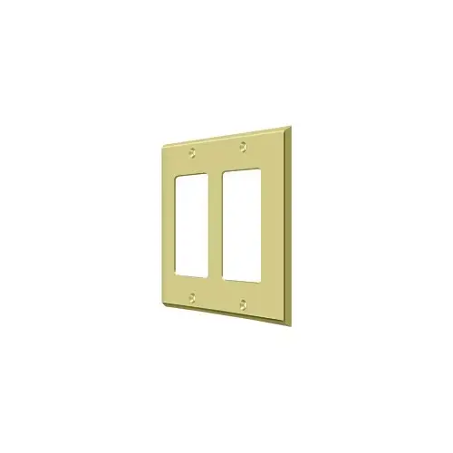 Switch Plate; Double Rocker; Bright Brass Finish