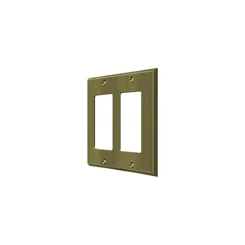 Switch Plate; Double Rocker; Antique Brass Finish Switch Plate; Double Rocker; Antique Brass Finish