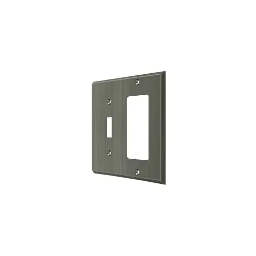 Switch Plate, Single Switch/Single Rocker in Antique Nickel Switch Plate, Single Switch/Single Rocker in Antique Nickel