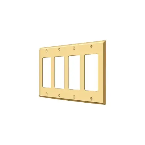 Switch Plate, Quadruple Rocker in PVD Polished Brass