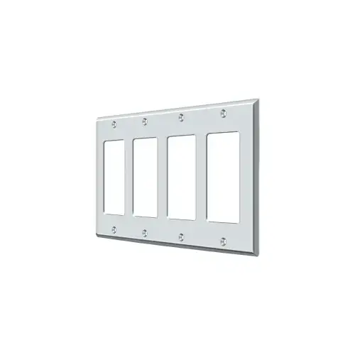 Switch Plate; Quadruple Rocker; Bright Chrome Finish