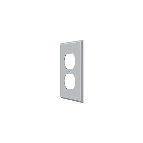 Switch Plate; Double Outlet; Satin Chrome Finish Switch Plate; Double Outlet; Satin Chrome Finish
