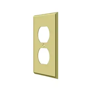 Deltana SWP4752U3 Switch Plate; Double Outlet; Bright Brass Finish