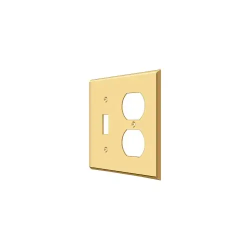 Switch Plate, Single Switch/Double Outlet in PVD Polished Brass Switch Plate, Single Switch/Double Outlet in PVD Polished Brass