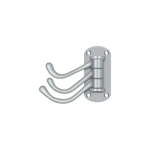 Triple Swivel Hook, Heavy Duty, 4" Projection in Brushed Chrome Triple Swivel Hook, Heavy Duty, 4" Projection in Brushed Chrome