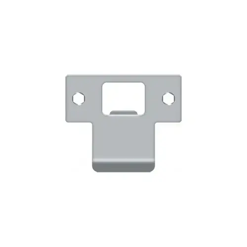 Extended T-Strike 2-3/4" X 2-1/4", Solid Brass Material, Curved Extended Lip Configuration, Square Corner, Brushed Chrome Finish Extended T-Strike 2-3/4" X 2-1/4", Solid Brass Material, Curved Extended Lip Configuration, Square Corner, Brushed Chrome Finish