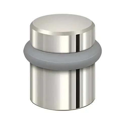 Round Universal Floor Bumper, Solid Brass Material, 1-1/2" Overall Height, 1-3/16" Diameter, Polished Nickel Finish Round Universal Floor Bumper, Solid Brass Material, 1-1/2" Overall Height, 1-3/16" Diameter, Polished Nickel Finish
