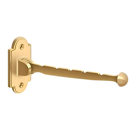 Valet Hook, Solid Brass Material, 7" Projection, 2-1/8" Hole Spacing, Lifetime Polished Brass Finish