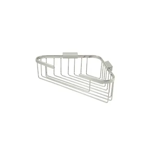 Wire Basket, 13-1/4" x 10-1/4" Triangular Corner in Polished Nickel