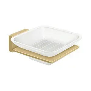 Deltana 55D2012-4 55D Series Frosted Glass Soap Holder Brushed Brass