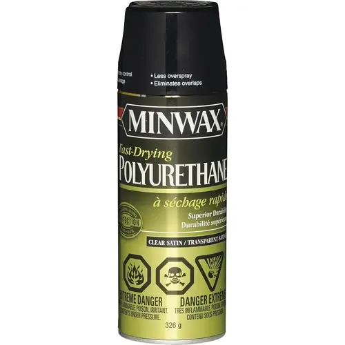 Interior Varnish, Satin, Liquid, Clear, 326 g, Aerosol Can Interior Varnish, Satin, Liquid, Clear, 326 g, Aerosol Can