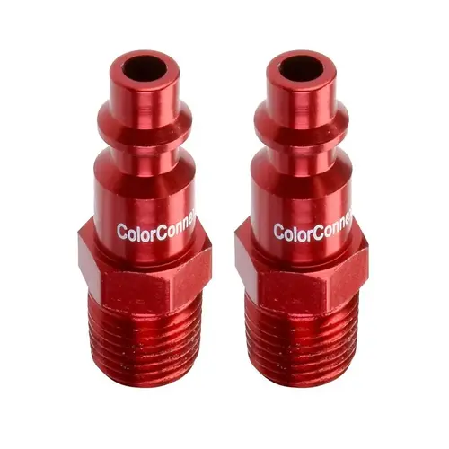 Air Plug ColorConnex Aluminum/Steel 1/4" Male Pair Red