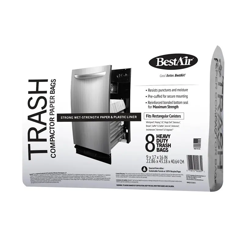BestAir Heavy-Duty Compactor Bag 10 gal Paper Brown 17 in L 15 in W - pack of 8 WMCK133508-3