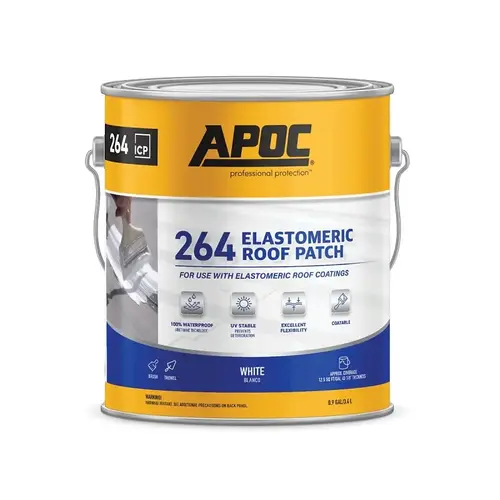 AP-264 Series Elastomeric Roof Patch, White, Liquid, 1 gal, Pail - pack of 4 AP-264 Series Elastomeric Roof Patch, White, Liquid, 1 gal, Pail - pack of 4