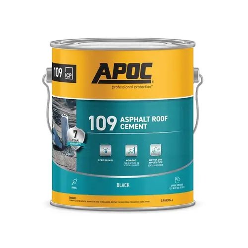 109 Asphalt Roof Cement, Black, Liquid, 1 gal 109 Asphalt Roof Cement, Black, Liquid, 1 gal