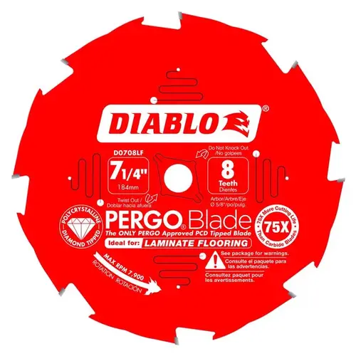 Circular Saw Blade Pergo Blade 7-1/4" D X 5/8" Laminate Flooring PCD 8 teeth Circular Saw Blade Pergo Blade 7-1/4" D X 5/8" Laminate Flooring PCD 8 teeth