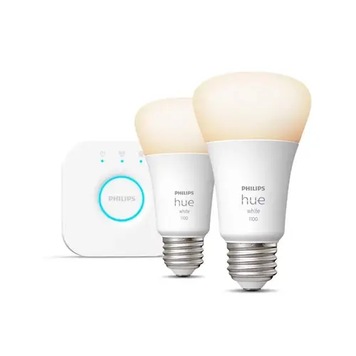 LED Bulb Starter Kit HUE A19 E26 (Medium) Smart-Enabled Cool White 75 Watt Equivalence Frosted LED Bulb Starter Kit HUE A19 E26 (Medium) Smart-Enabled Cool White 75 Watt Equivalence Frosted