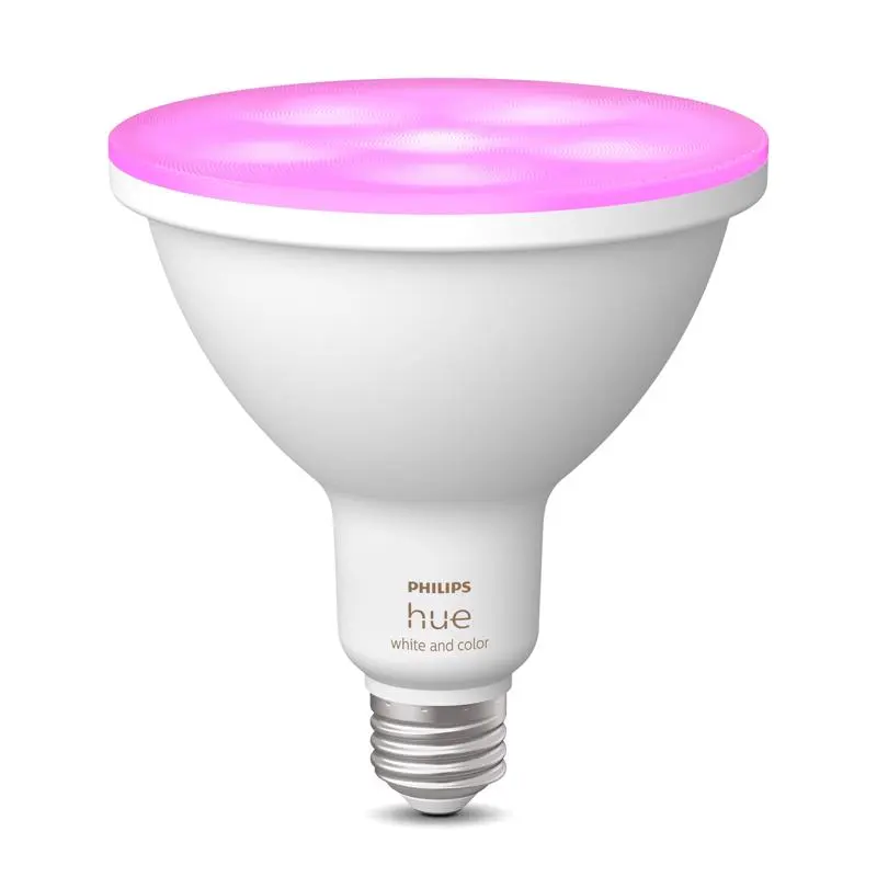 Philips LED Bulb Hue PAR 38 E26 (Medium) Smart-Enabled Color Changing 100 Watt Equivalence Glass 577262 Philips LED Bulb Hue PAR 38 E26 (Medium) Smart-Enabled Color Changing 100 Watt Equivalence Glass 577262