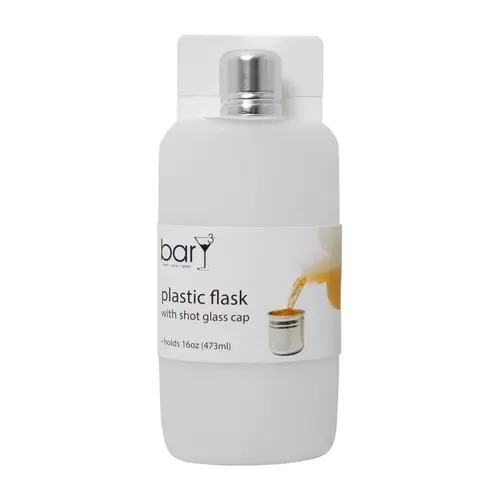 Flask BarY3 16 oz White Plastic Frosted Flask BarY3 16 oz White Plastic Frosted