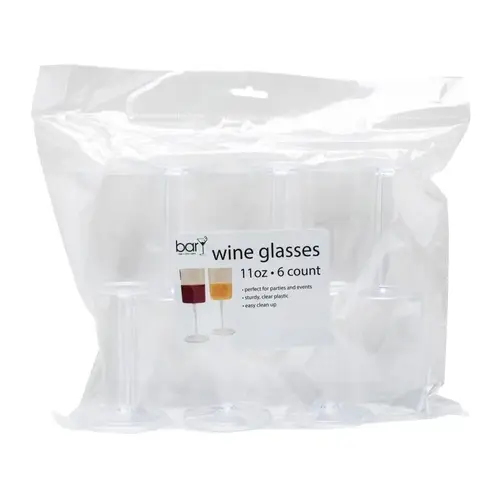 Wine Glass Set BarY3 11 oz Clear Plastic High Gloss