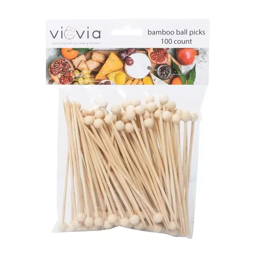 Appetizer Pick Viovia Beige Bamboo Ball Matte Appetizer Pick Viovia Beige Bamboo Ball Matte
