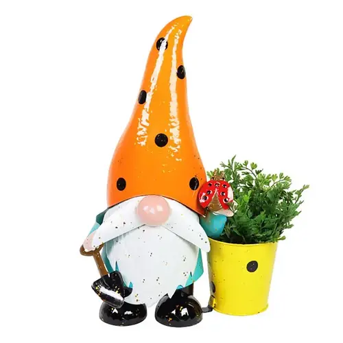 Garden Statue Metal Multi-color 23" Gnome Multi-color