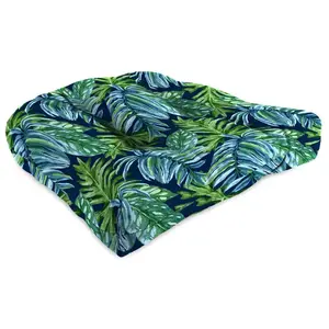 Jordan Manufacturing 9916-5992A-XCP8 Wicker Seat Cushion Blue/Green Floral Polyester 4" H X 19" W X 19" L Blue/Green - pack of 8